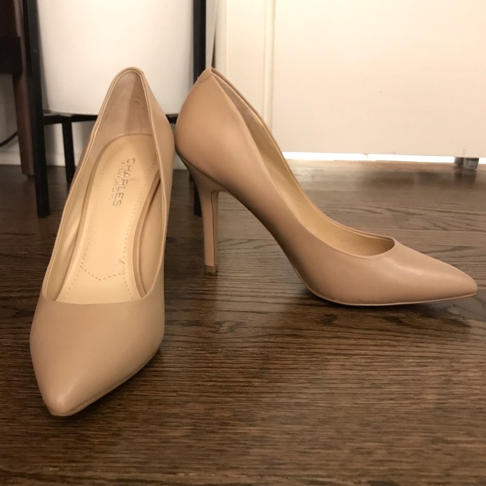 Charles David Leather Pointed Toe High Heel Pumps